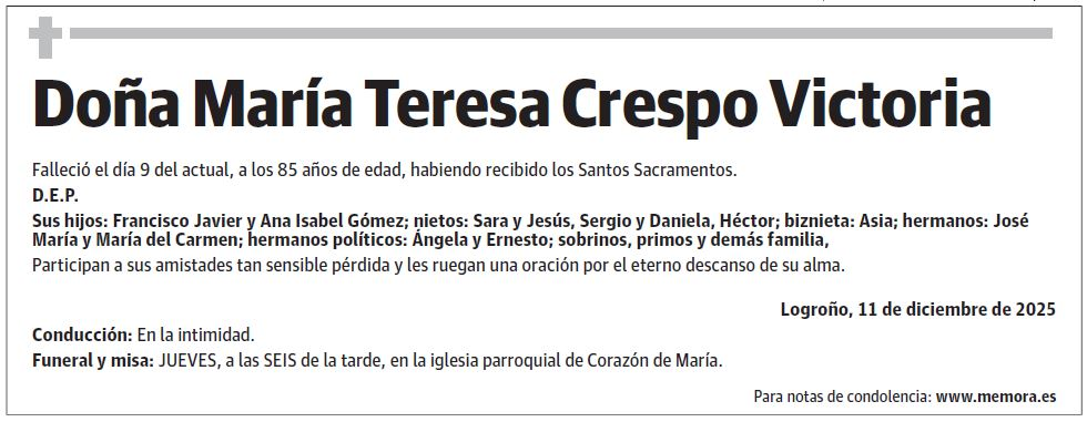 Doña María Teresa Crespo Victoria