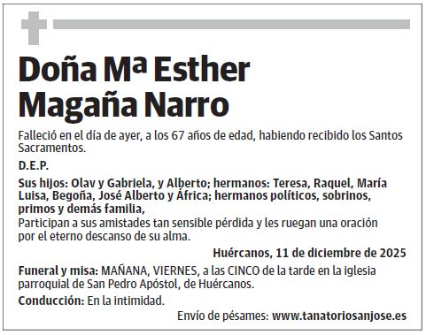 Doña Mª Esther Magaña Narro