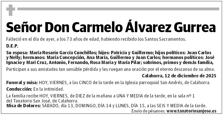 Señor Don Carmelo Álvarez Gurrea