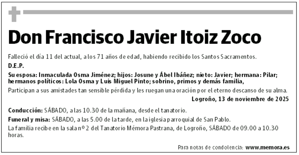 Don Francisco Javier Itoiz Zoco