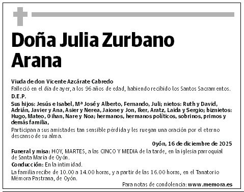Doña Julia Zurbano  Arana