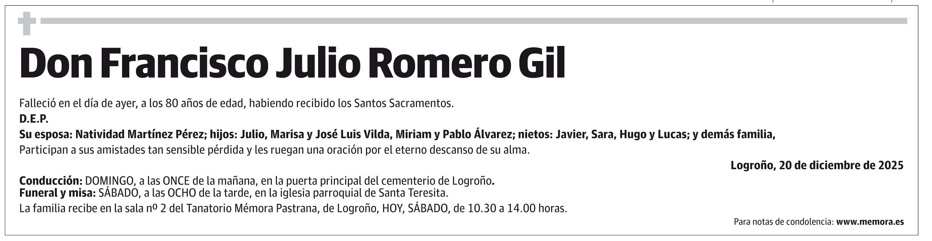 Don Francisco Julio Romero Gil