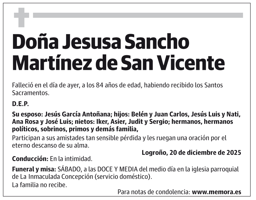 Doña Jesusa Sancho Martínez de San Vicente