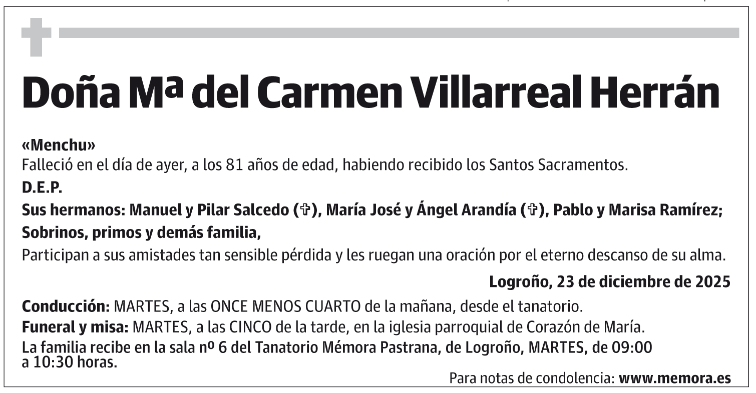 Doña Mª del Carmen Villarreal Herrán