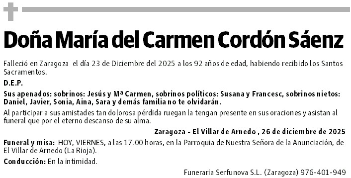 Doña María del Carmen Cordón Sáenz