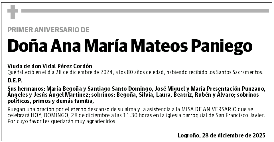 Doña Ana María Mateos Paniego
