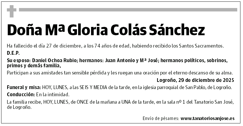 Doña Mª Gloria Colás Sánchez