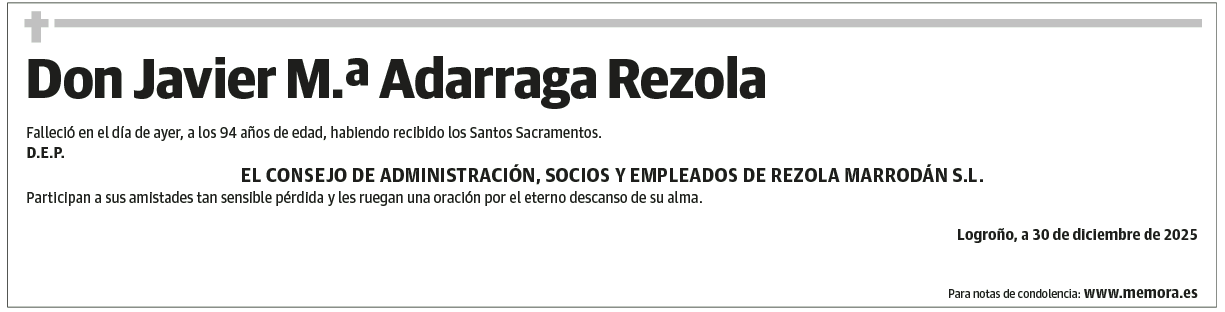 Don Javier M.ª Adarraga Rezola