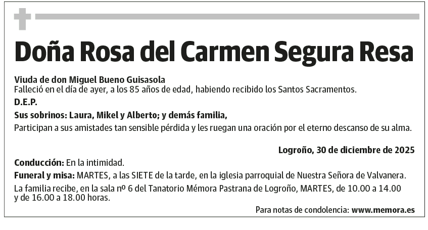 Doña Rosa del Carmen Segura Resa