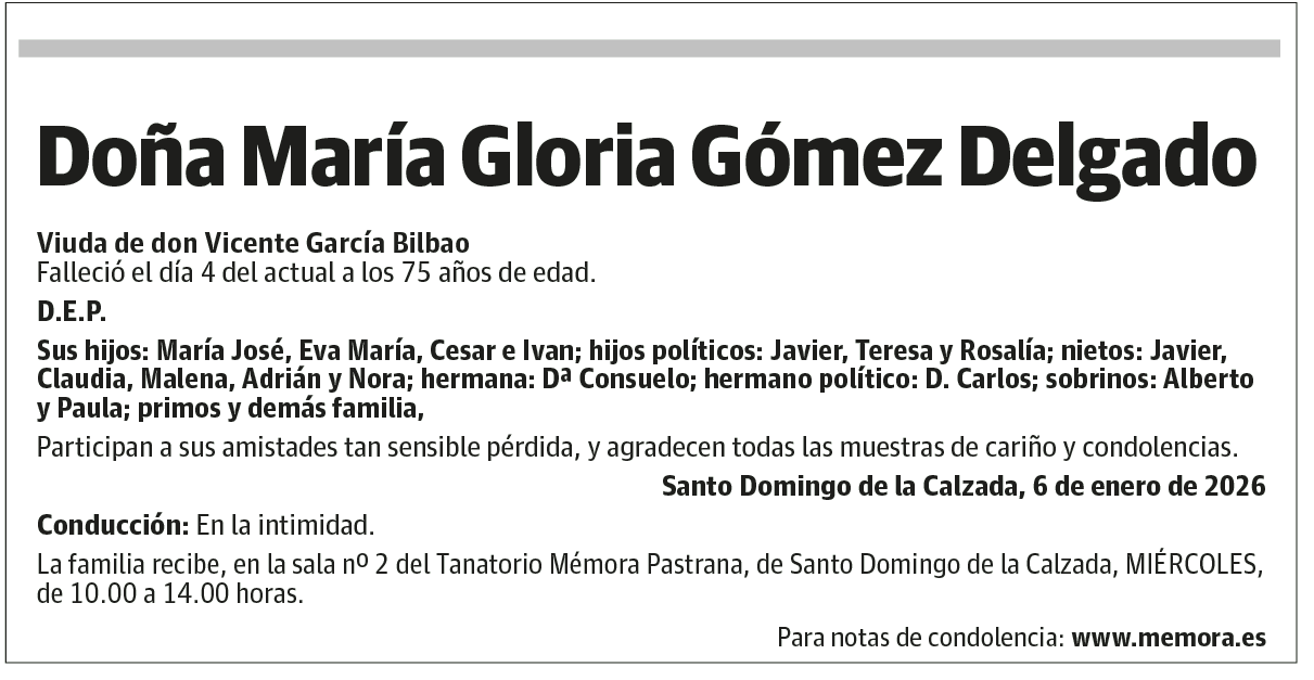 Doña María Gloria Gómez Delgado