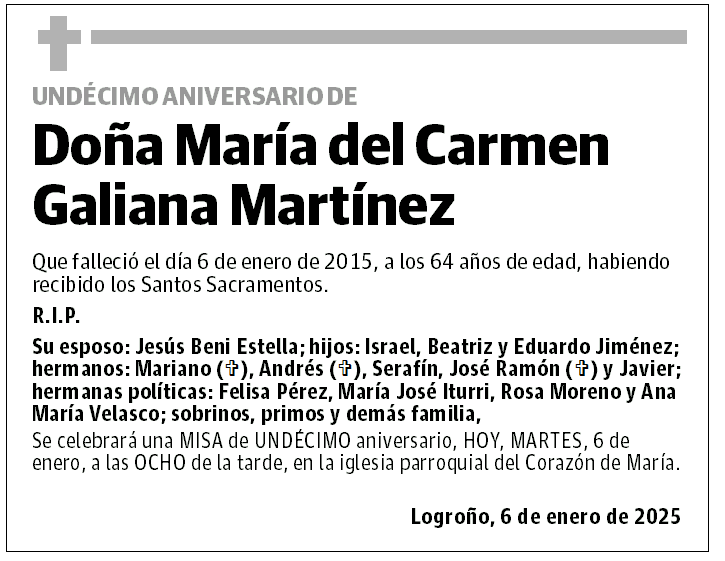 Doña María del Carmen Galiana Martínez
