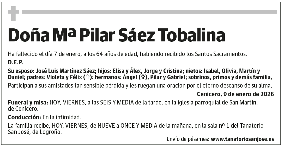 Doña Mª Pilar Sáez Tobalina