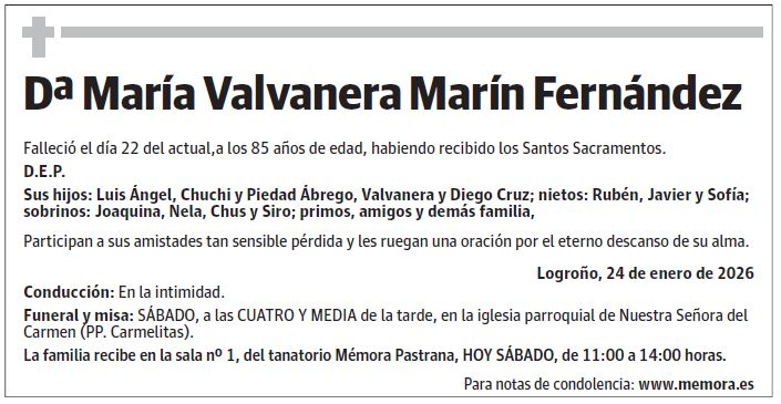 Doña María Valvanera Marín Fernández