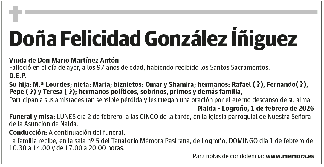 Doña Felicidad González Íñiguez