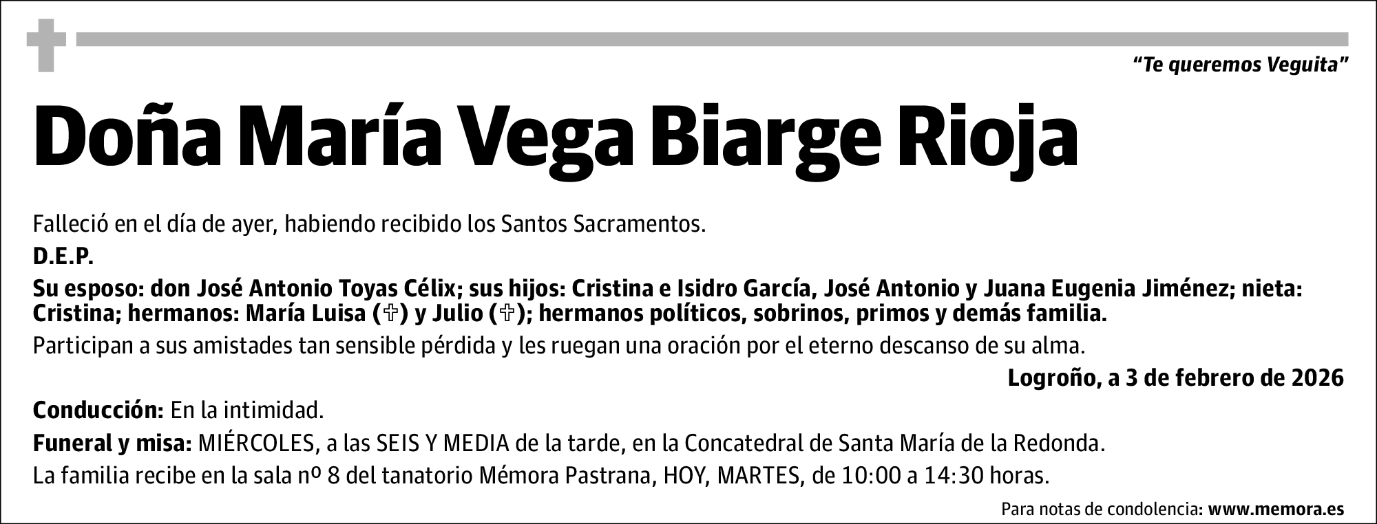 Doña María Vega Biarge Rioja