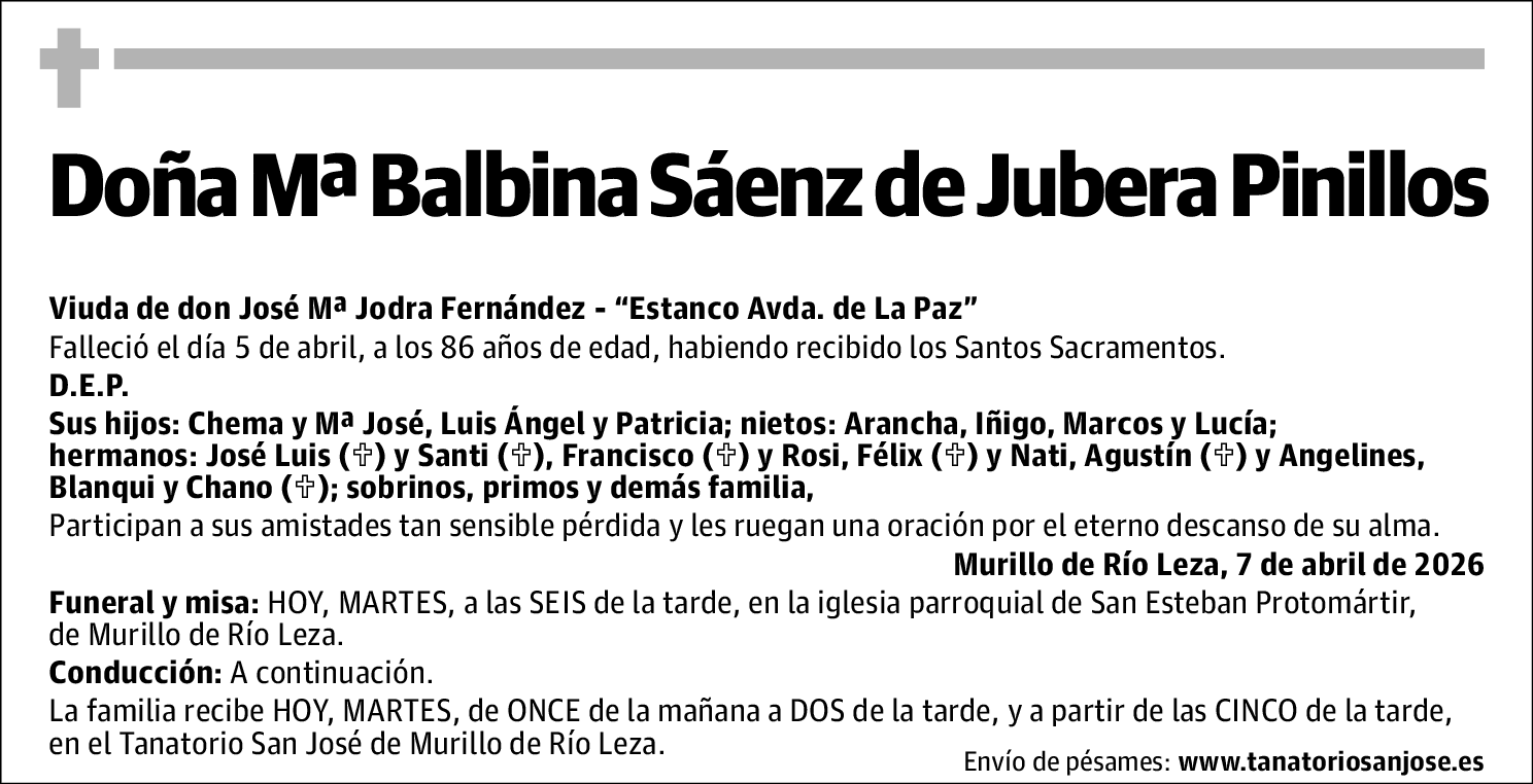 Mª Balbina Sáenz de Jubera Pinillos