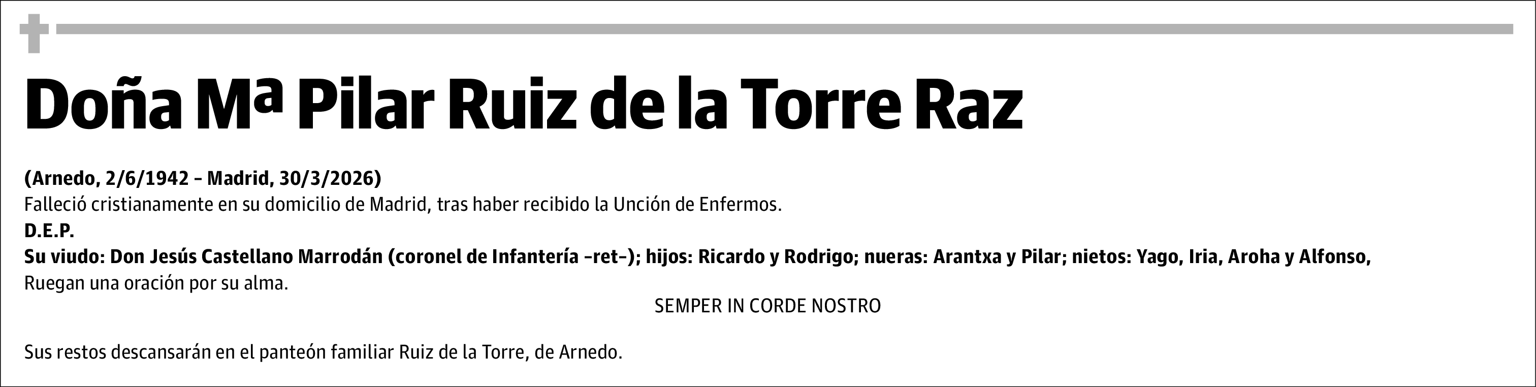 Dª Mª Pilar Ruiz de la Torre Raz- Familia