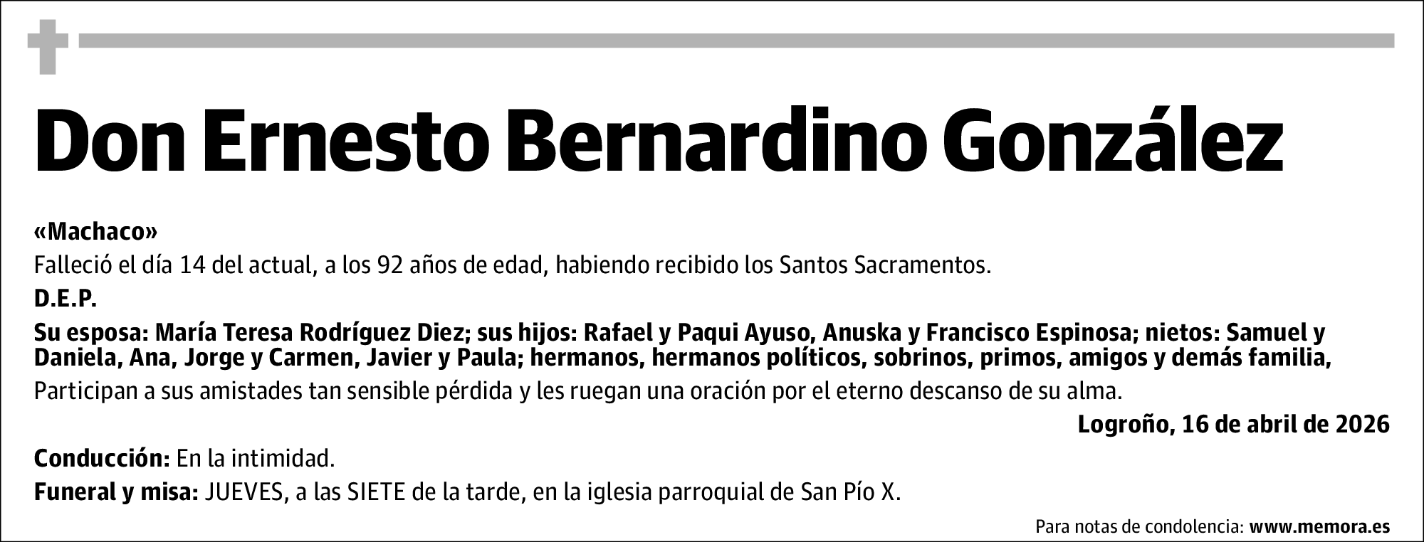 Ernesto Bernardino Gonzalez Exposito