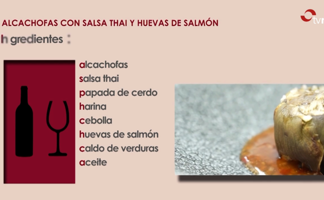 Alcachofas con salsa thai y huevas de salmón, pasos y elaboración