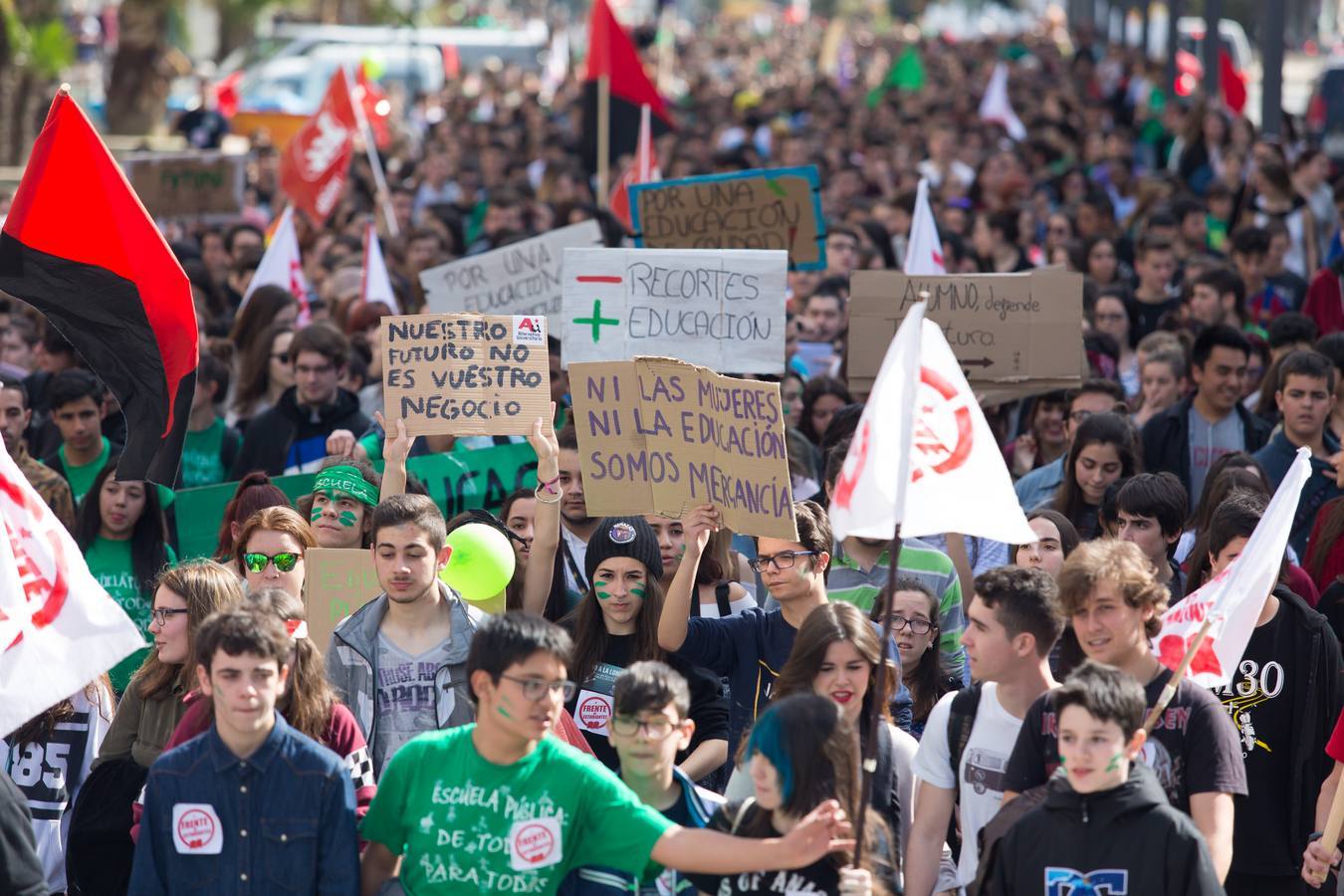 Los estudiantes se manifiestan en Logroño en defensa de la escuela pública