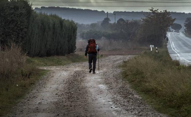 Camino de lluvia y frío