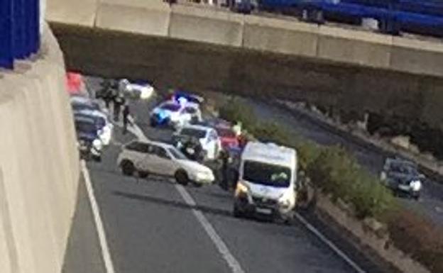 Tres heridos en una colisión múltiple en la circunvalación logroñesa