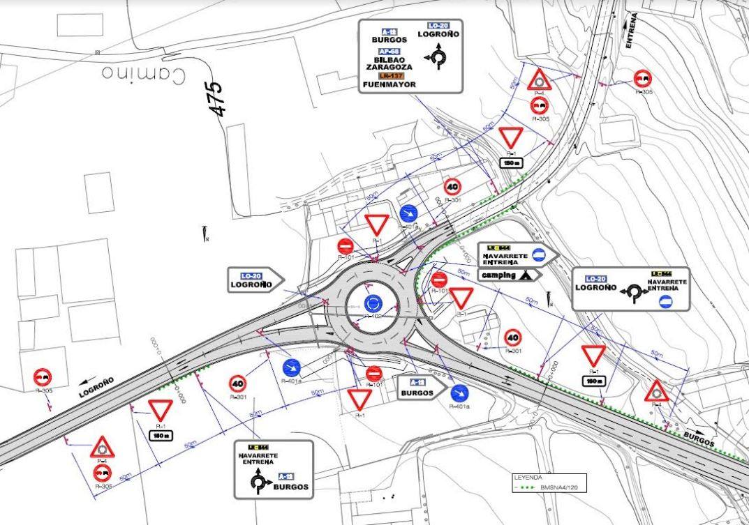 Licitada una rotonda para el cruce de la LR-544 con la N-120 en Navarrete