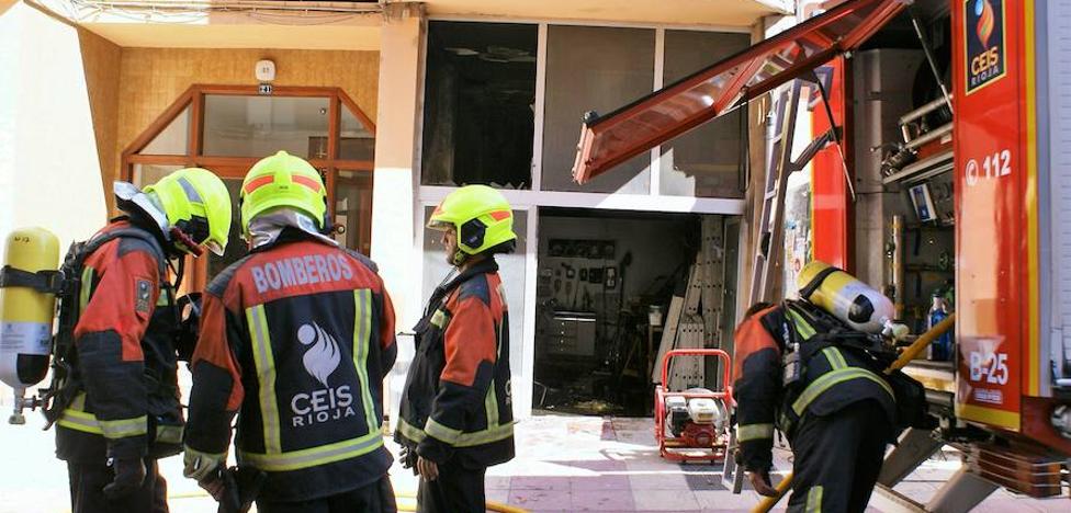 Incendio en una bajera en Nájera