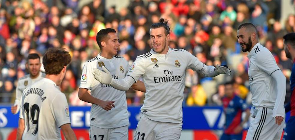 Bale y Courtois rescatan al Madrid en El Alcoraz