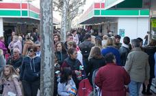 Logrostock llena en un día de primavera y carnaval