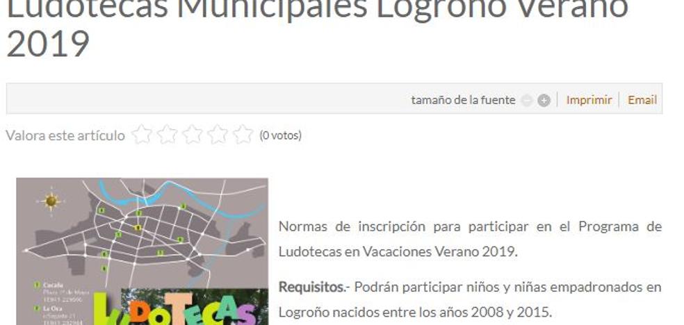 El Ayuntamiento rectifica y admite a los nacidos en 2008 en las ludotecas de verano