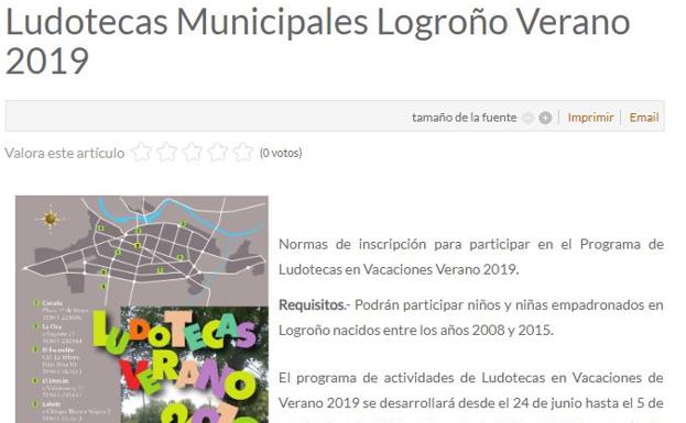 El Ayuntamiento rectifica y admite a los nacidos en 2008 en las ludotecas de verano