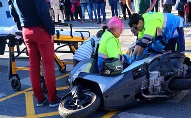 Herida una motorista de 24 años en el centro de Logroño