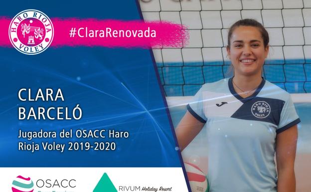 La líbero Clara Barceló sigue en el Haro Rioja Voley