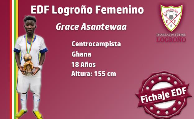 La centrocampista Grace Asantewaa se suma al EDF Logroño