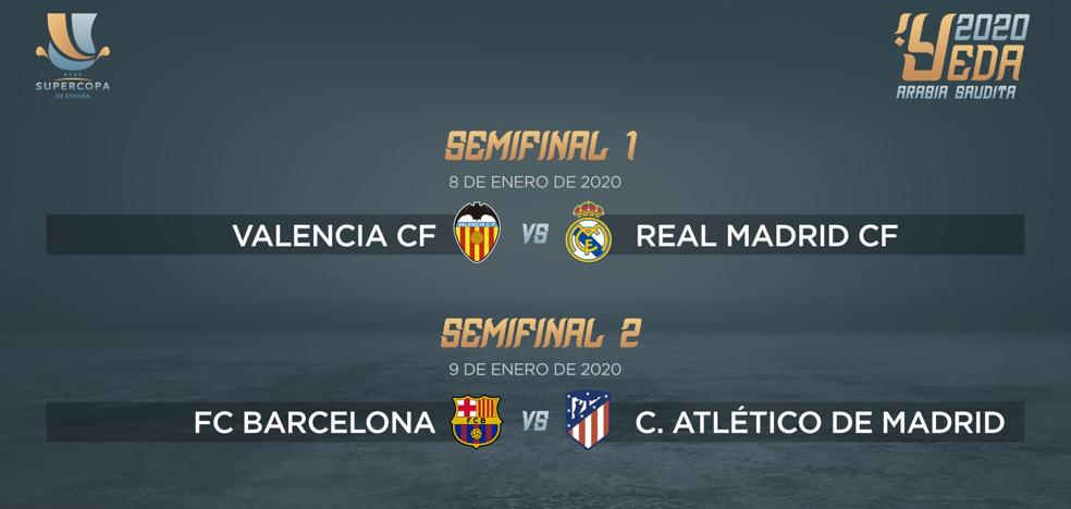 Valencia-Real Madrid y Barça-Atlético en semifinales de la Supercopa