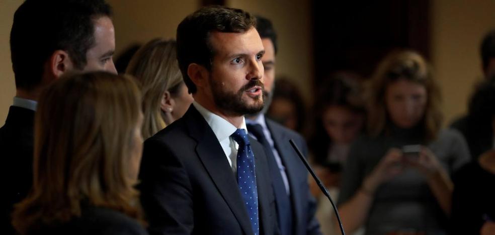 Casado rechaza pronunciarse sobre si el PP pactará la entrada de Vox en la Mesa del Congreso