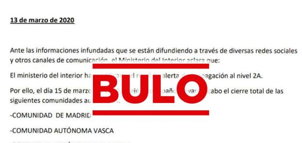 El verificador: Interior no ha anunciado el cierre de Madrid, La Rioja y el País Vasco