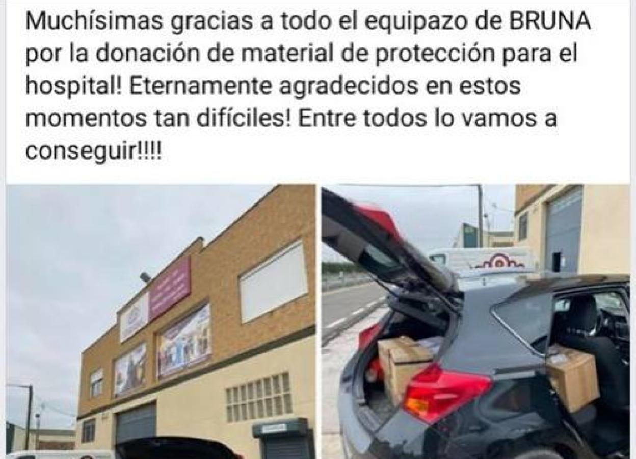 Coronavirus en La Rioja: La empresa Bruna de Rincón de Soto dona material a  los hospitales de Calahorra, Logroño y Vitoria | La Rioja