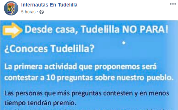 El Ayuntamiento de Tudelilla crea la campaña 'Desde casa, Tudelilla no para'