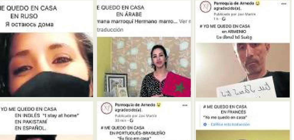 Una campaña de la parroquia de Arnedo invita en varios idiomas a quedarse en casa