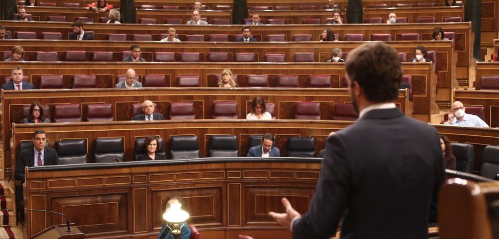 Sánchez y Casado se acusan de alimentar la crispación pero votan juntos el ingreso mínimo