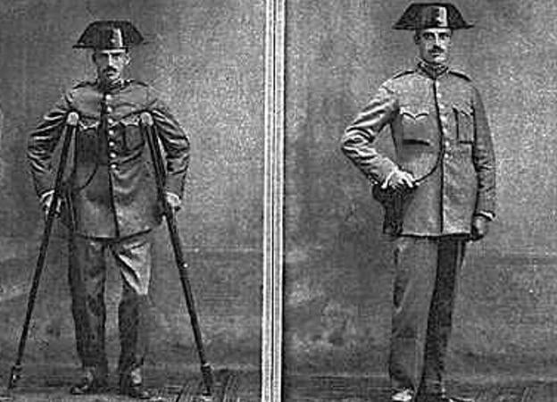 Curación milagrosa' –antes y después– de un guardia civil. Arriba, miles de personas se agolpan en San Sebastián para ver al doctor Fernando Asuero (1929).