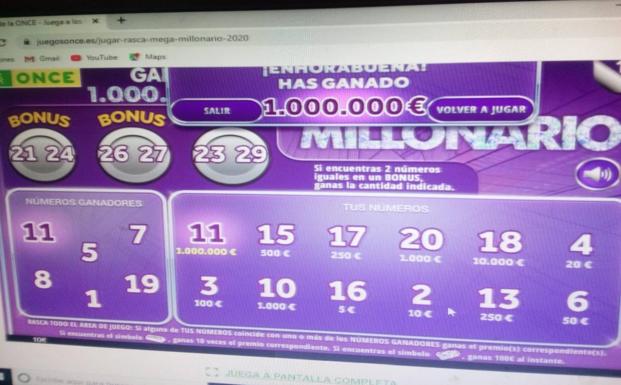 Una vecina de Rincón de Soto gana un millón de euros en el rasca Mega Millonario de la ONCE