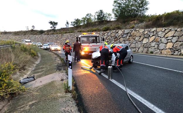 Nuevo accidente en la N-232: salida de vía en Torremontalbo