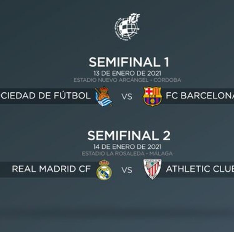 Real Sociedad-Barça y Real Madrid-Athletic, semifinales de la Supercopa