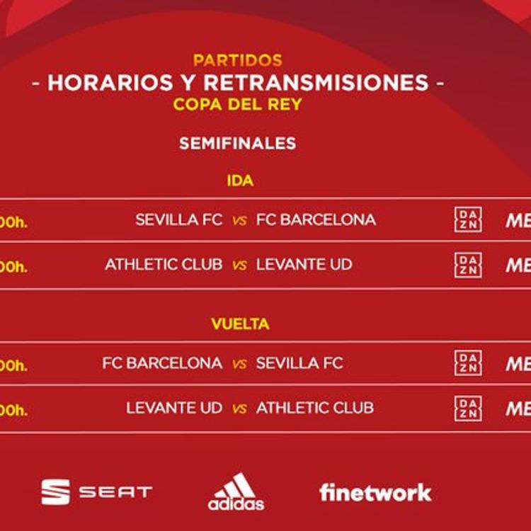 Sevilla-Barça y Athletic-Levante, semifinales de Copa