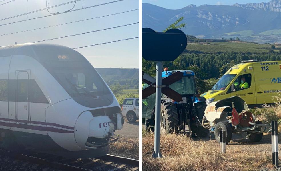 Un Alvia choca contra la cisterna de un tractor en el paso a nivel de Cenicero