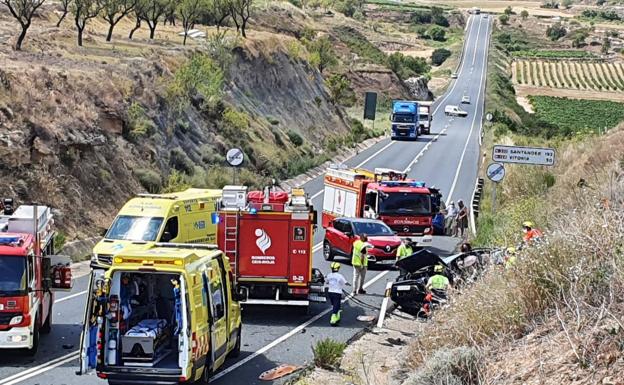 Seis heridos en un accidente en la N-232 en Briones