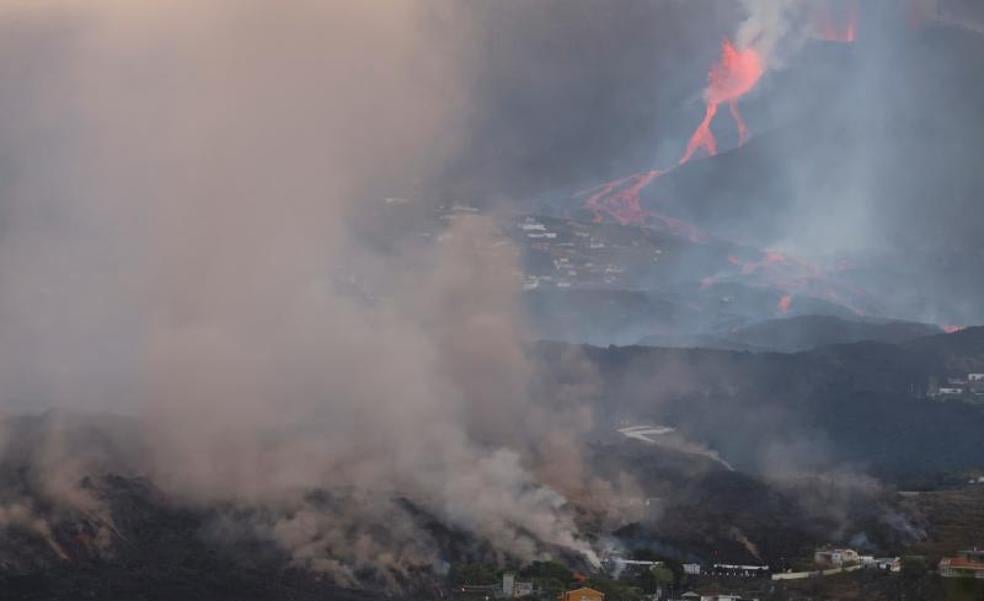 La huella de lava del volcán de La Palma a vista de dron